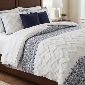INK+IVY Cotton King Duvet Cover‎ Pillowcases Set Chevron Chenille Scandinavian